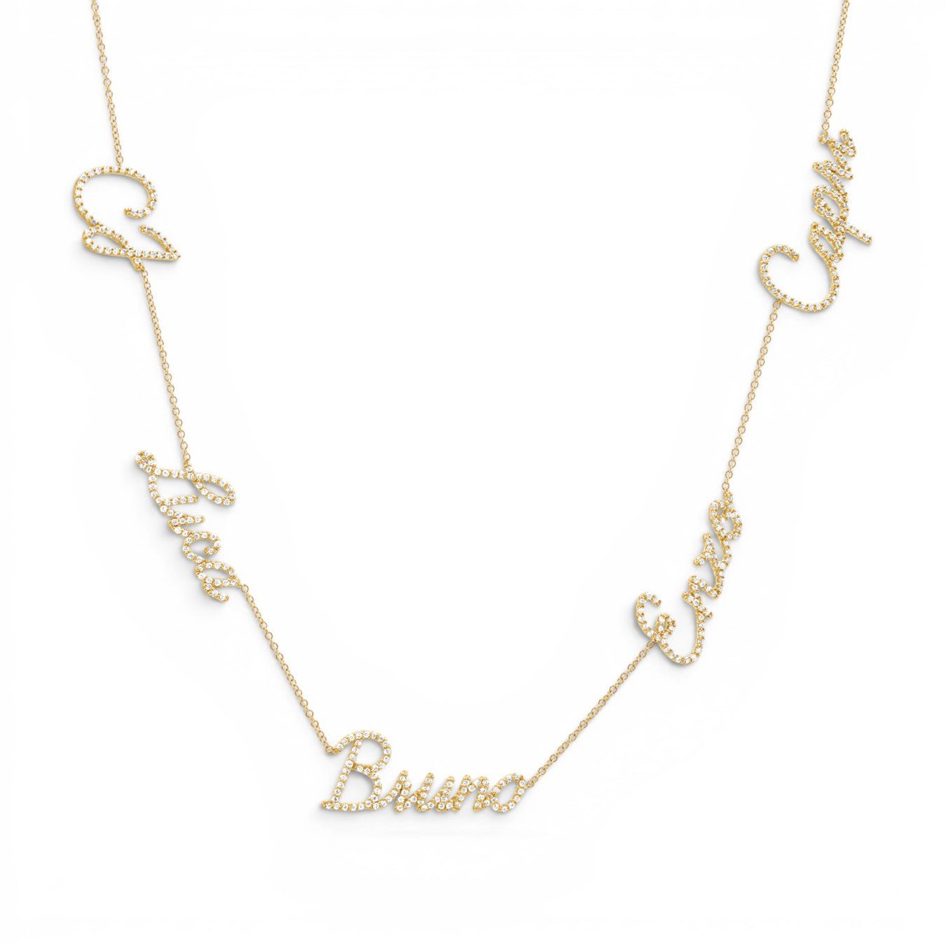 Multi Diamond Custom Script Name Necklace - Lotus Diamond