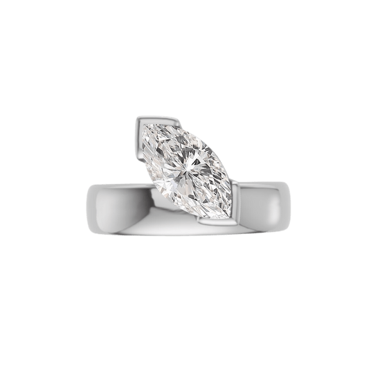 Muse 18K White 1.35 CT Lab Marquise Diamond Ring Size 7.0 - Lotus Diamond