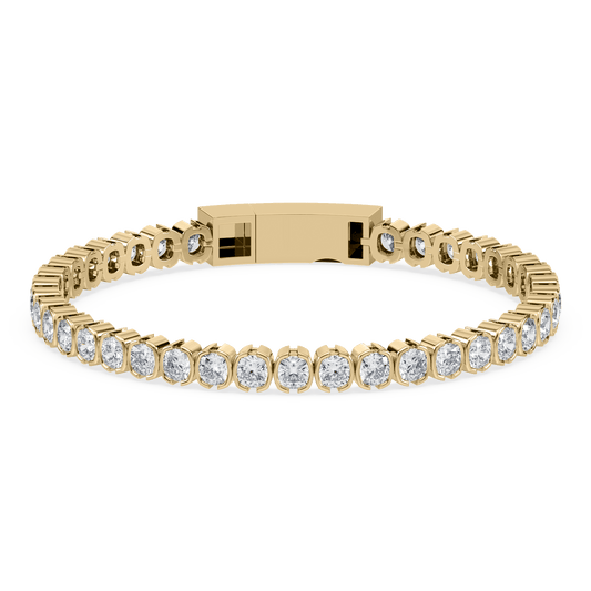 Muse Cushion Lab Diamond Bracelet 14K Yellow Gold 6.25" - Lotus Diamond