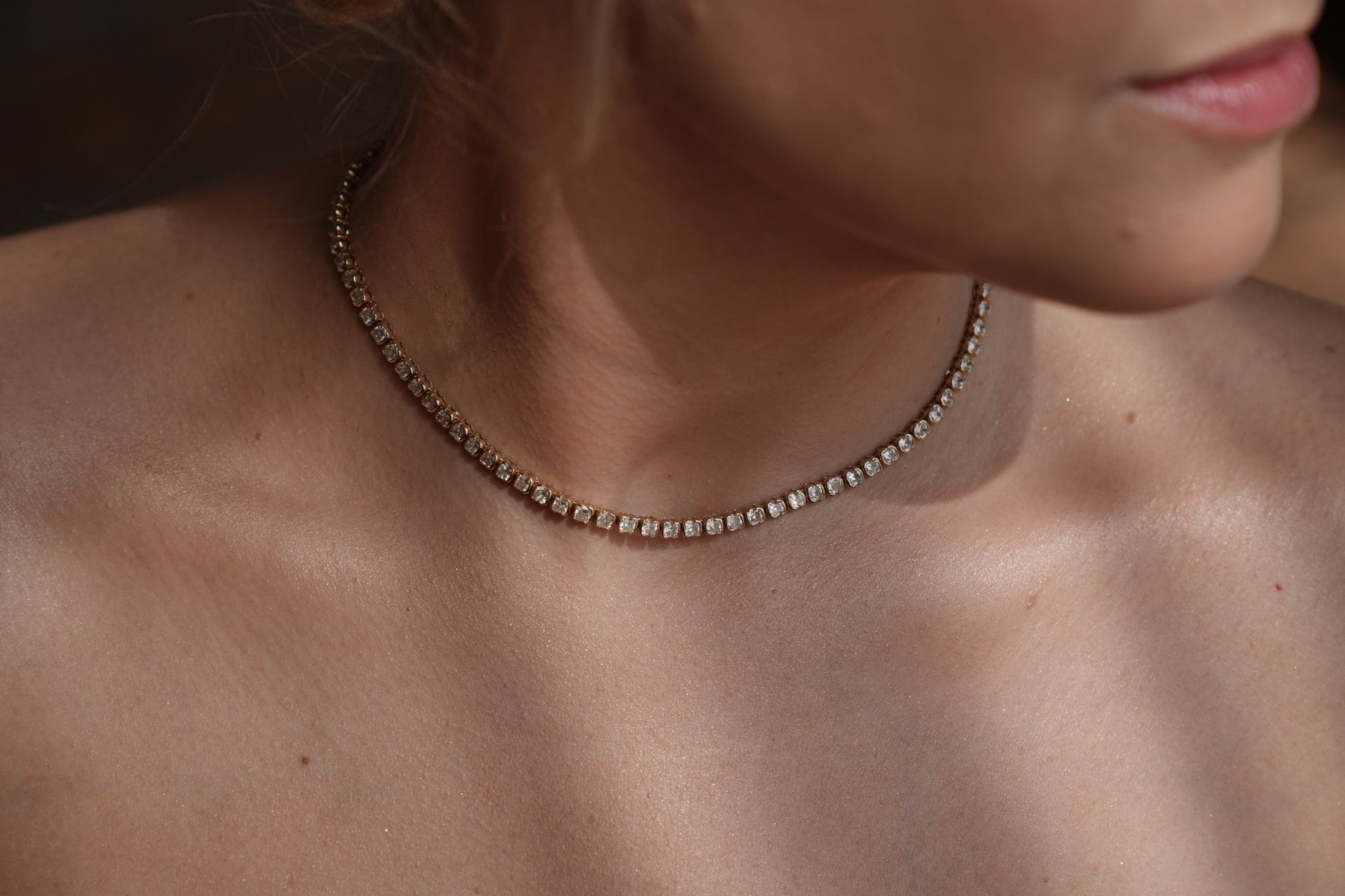 Muse Cushion Lab Diamond Necklace 14K White Gold 15" - Lotus Diamond