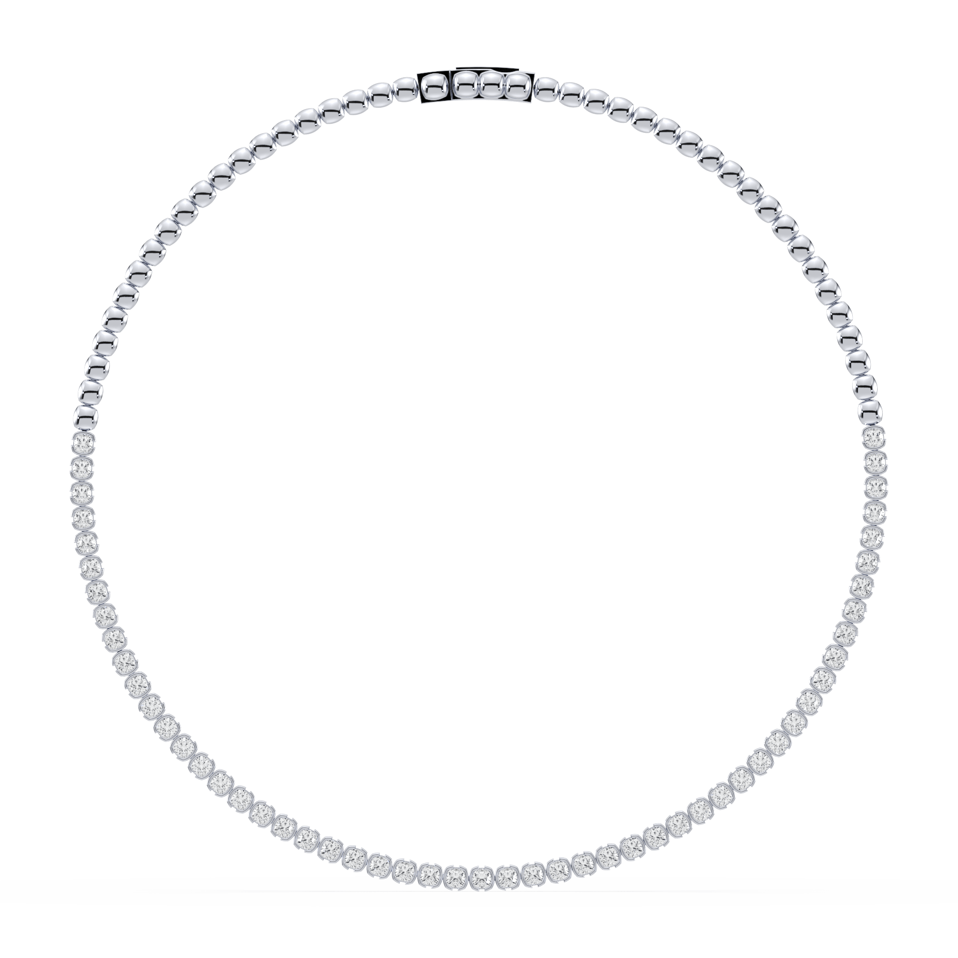 Muse Cushion Lab Diamond Necklace 14K White Gold 15" - Lotus Diamond