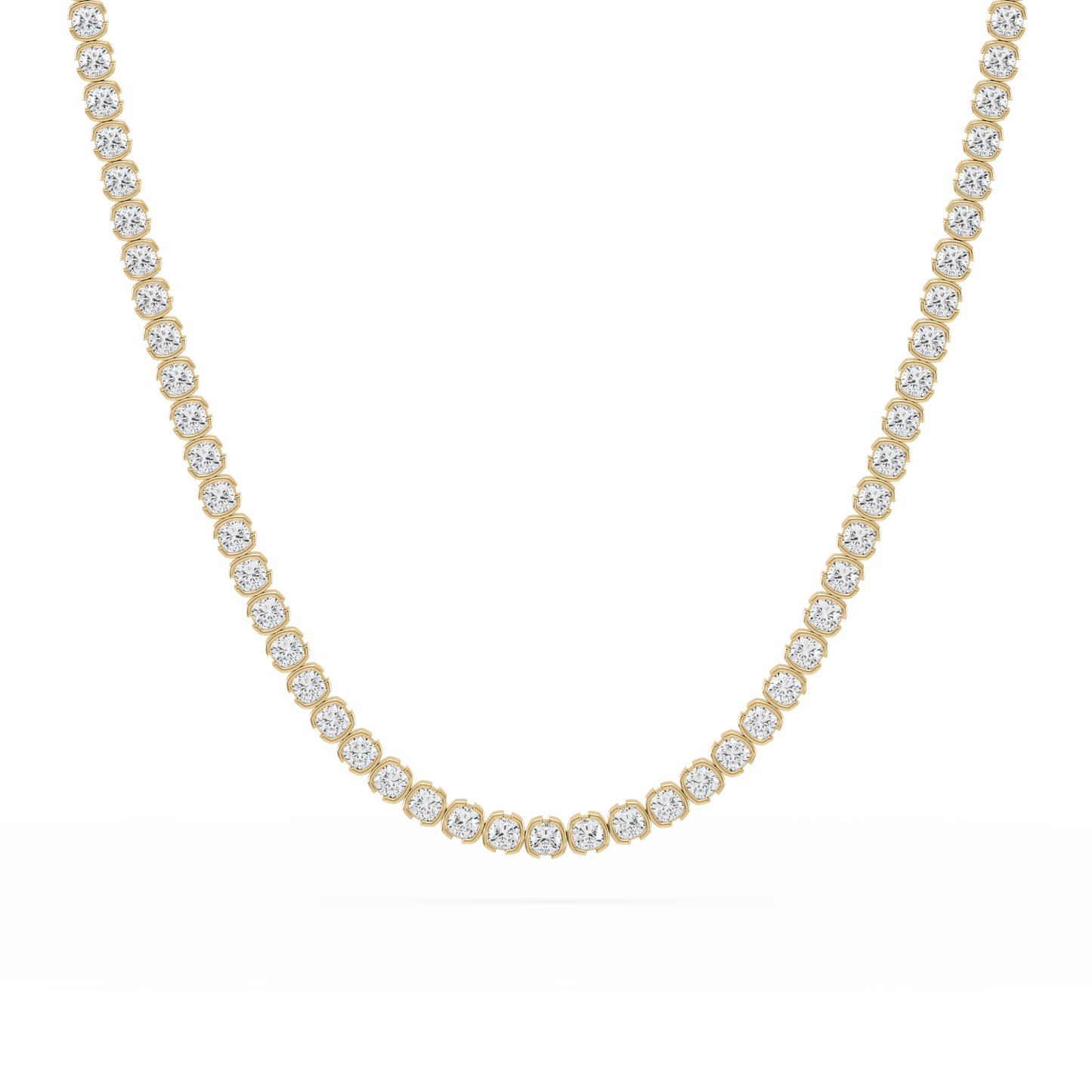 Muse Cushion Lab Diamond Necklace 14K Yellow Gold 15" - Lotus Diamond