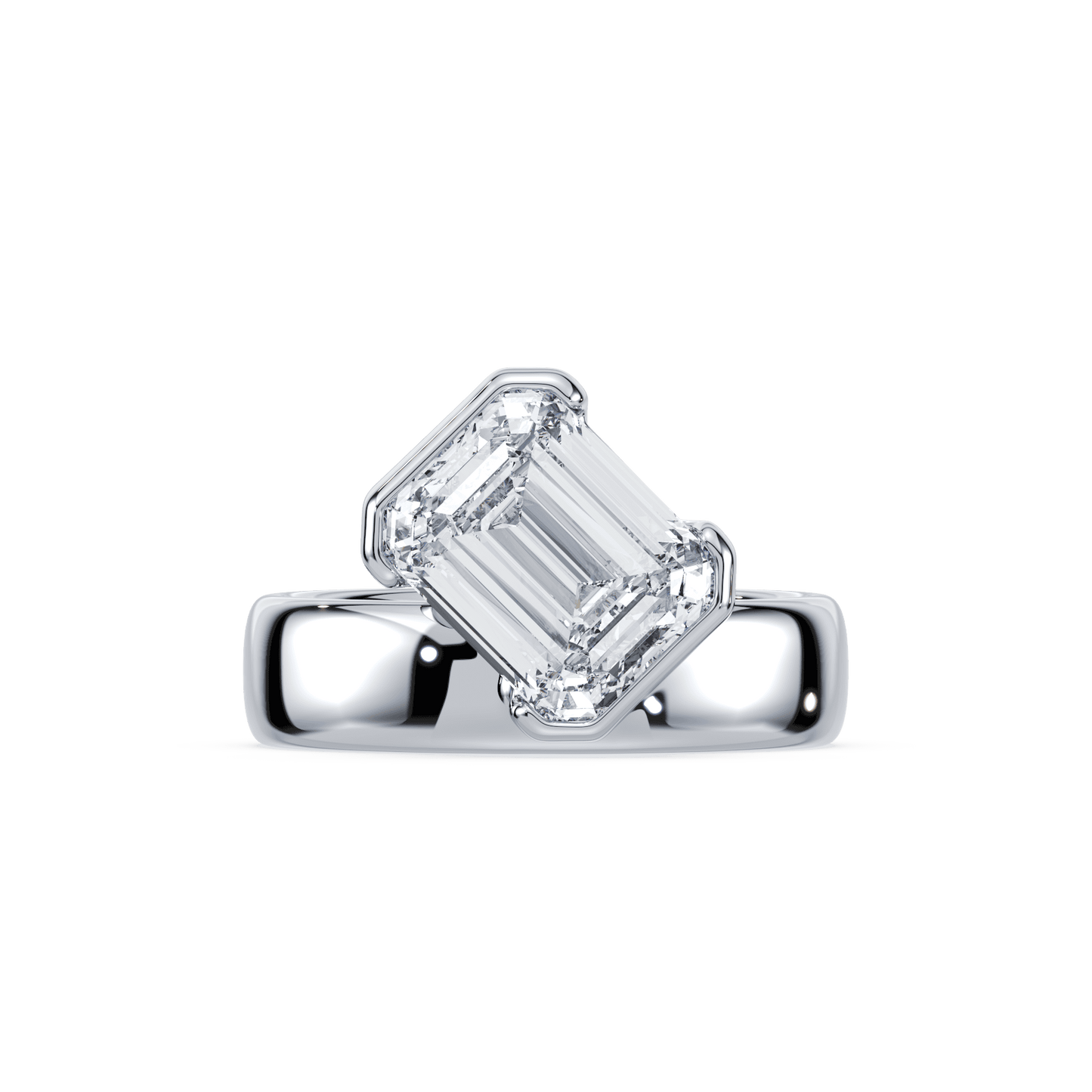 Muse Emerald Lab Diamond Engagement Ring - Lotus Diamond