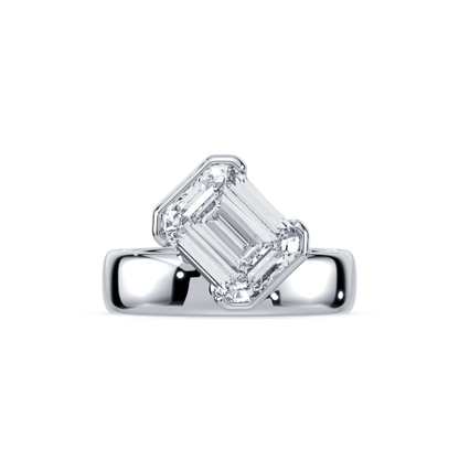 Muse Emerald Lab Diamond Engagement Ring - Lotus Diamond
