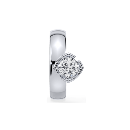 MUSE Lab Diamond Cushion Diamond Solitaire Ear Cuff 14K White - Lotus Diamond