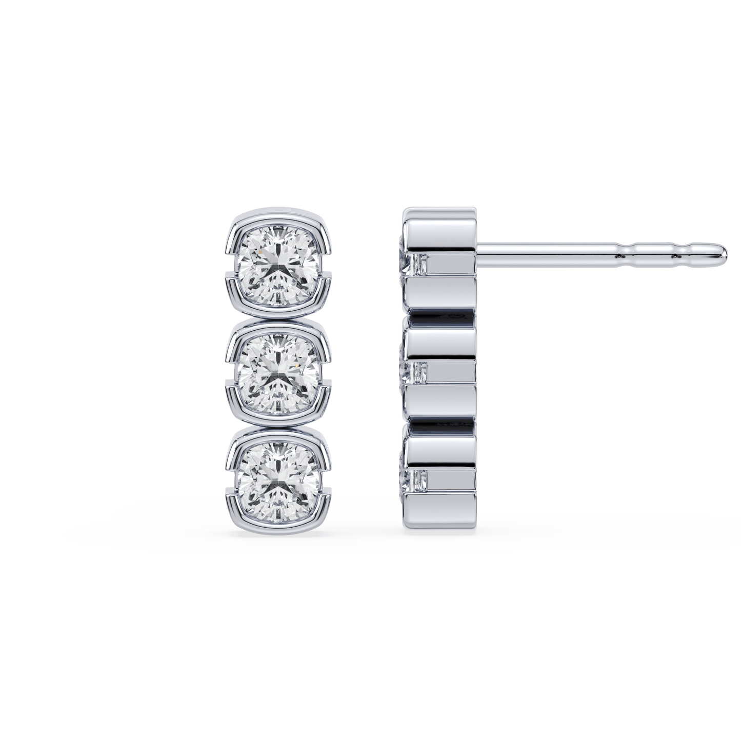Muse Mini Lab Diamond Cushion Diamond Drop Earring 14K White - Lotus Diamond