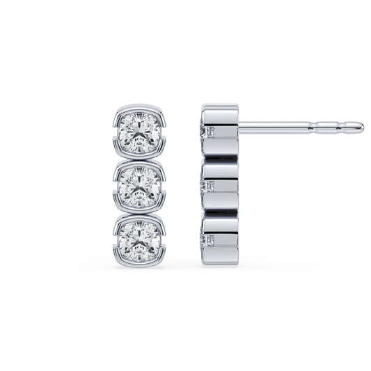 Muse Mini Lab Diamond Cushion Diamond Drop Earring 14K White - Lotus Diamond