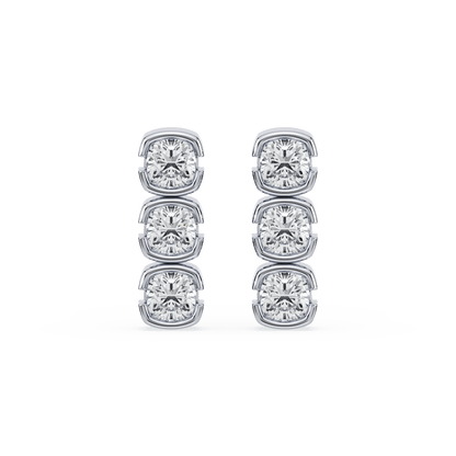 Muse Mini Lab Diamond Cushion Diamond Drop Earring 14K White - Lotus Diamond