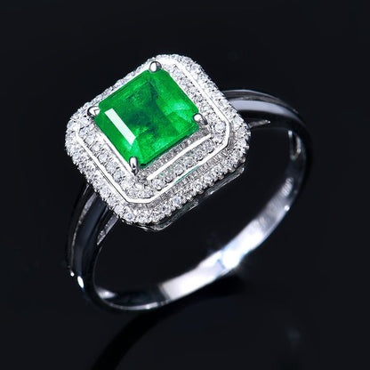Natural Colombian Emerald Ring - Style D - Lotus Diamond