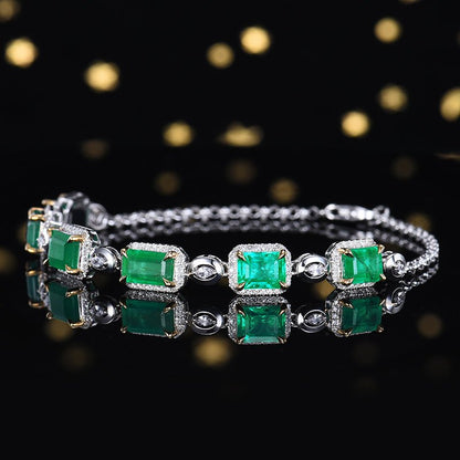 Natural Emerald Bracelet style - C - Lotus Diamond