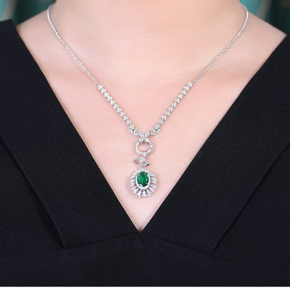 Natural Emerald Pendant - Style G - Lotus Diamond