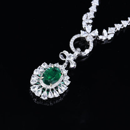 Natural Emerald Pendant - Style G - Lotus Diamond