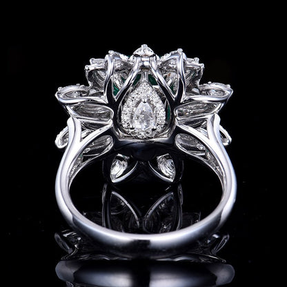 Natural Emerald Ring - Style G - Lotus Diamond