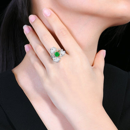 Natural Muzo green Emerald Ring Style - A - Lotus Diamond