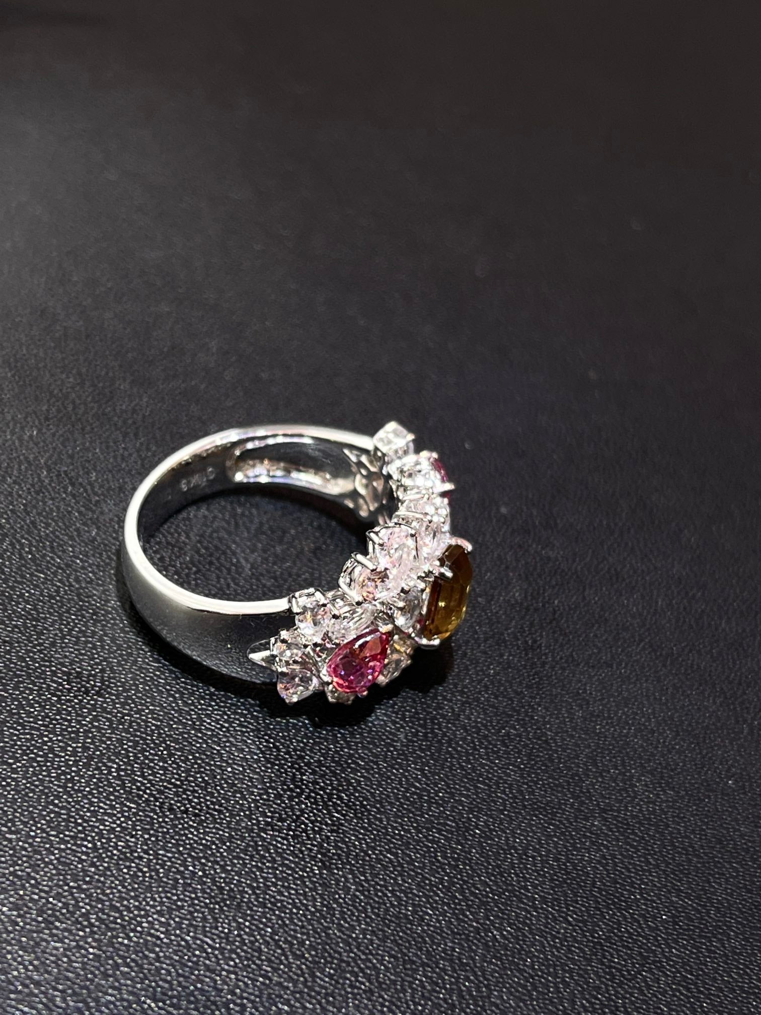 Natural non - burning colored sapphire Ring - Style E - Lotus Diamond