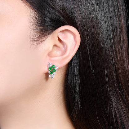Natural Pakistan muzo emerald stud earrings - Lotus Diamond