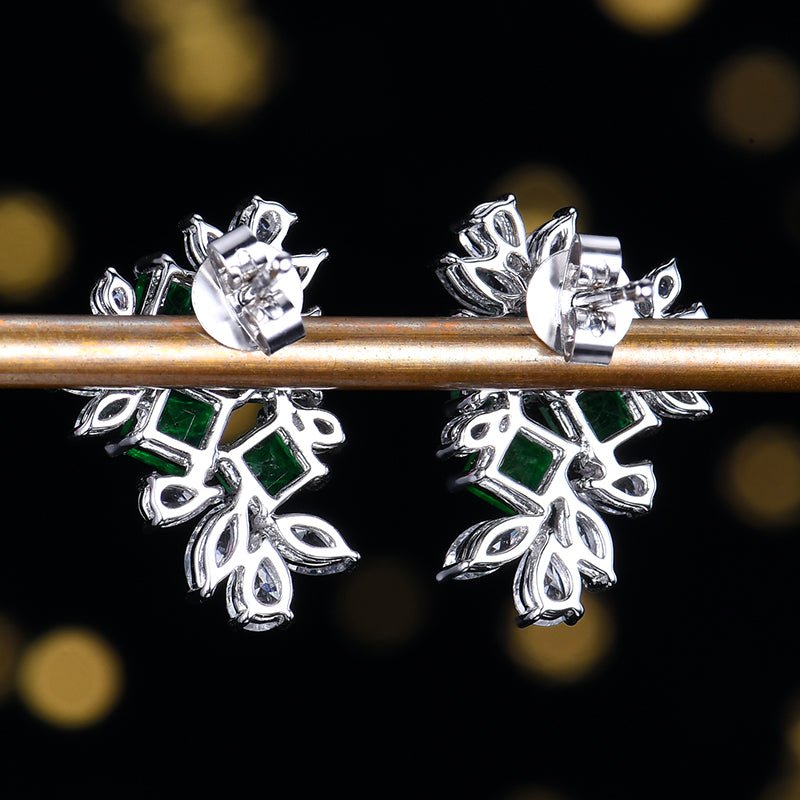 Natural Pakistan muzo emerald stud earrings - Lotus Diamond