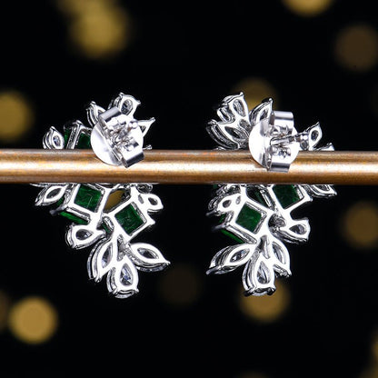 Natural Pakistan muzo emerald stud earrings - Lotus Diamond