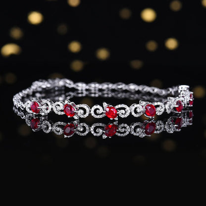 Natural pigeon red Ruby Bracelet Style A - Lotus Diamond