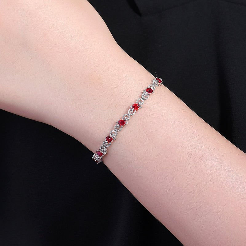 Natural pigeon red Ruby Bracelet Style A - Lotus Diamond