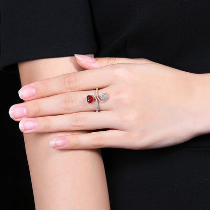 Natural pigeon red ruby ring - heart - Lotus Diamond
