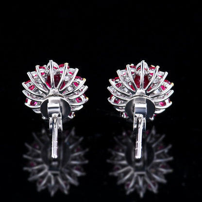 Natural pigeon red ruby stud earrings - Style A - Lotus Diamond