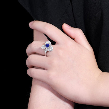 Natural Sapphire Ring - Flower style - Flower style - Lotus Diamond