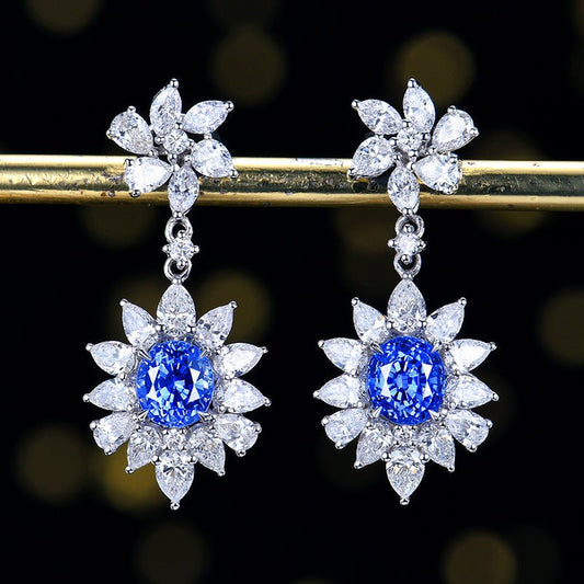 Natural Sapphire Stud earrings - Style H - Lotus Diamond