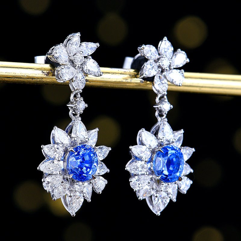 Natural Sapphire Stud earrings - Style H - Lotus Diamond