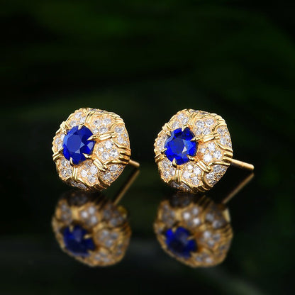 Natural Sri Lankan sapphire stud earrings - Lotus Diamond