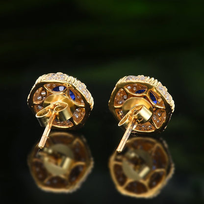 Natural Sri Lankan sapphire stud earrings - Lotus Diamond