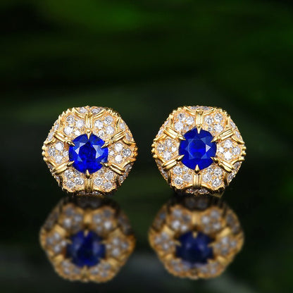 Natural Sri Lankan sapphire stud earrings - Lotus Diamond