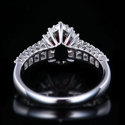 Natural unburned pigeon Red Ruby Ring - Style E - Lotus Diamond