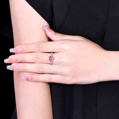 Natural unburned ruby heart ring in 18k gold - Lotus Diamond