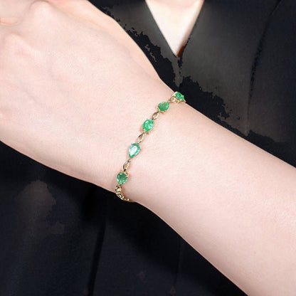 Natural Zambia Emerald Bracelet in 18K Gold with Diamond Accents (2.93ct) - Lotus Diamond