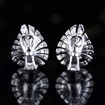 No burned pigeon Red Ruby Stud earrings - Style D - Lotus Diamond
