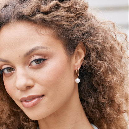 Nora Pearl Hoops - Lotus Diamond