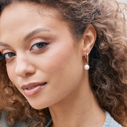 Nora Pearl Hoops - Lotus Diamond