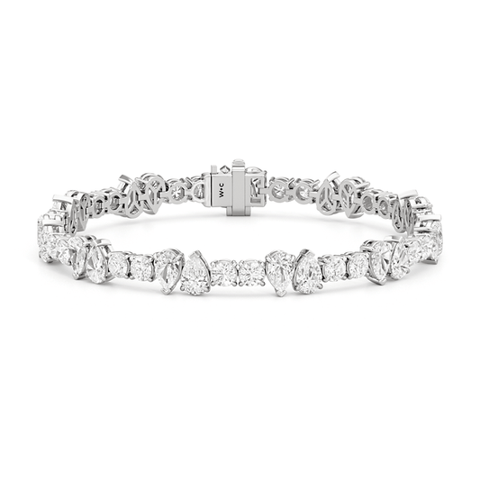North - South Pear Sequenced Tennis Bracelet - Lotus Diamond