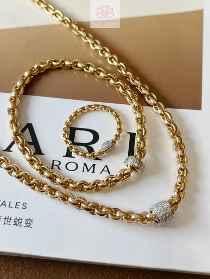 NS Street Style Gold Chain Diamond Stretch Ring/Bracelet/Necklace - Minimalist INS Trendy Fashion - Lotus Diamond