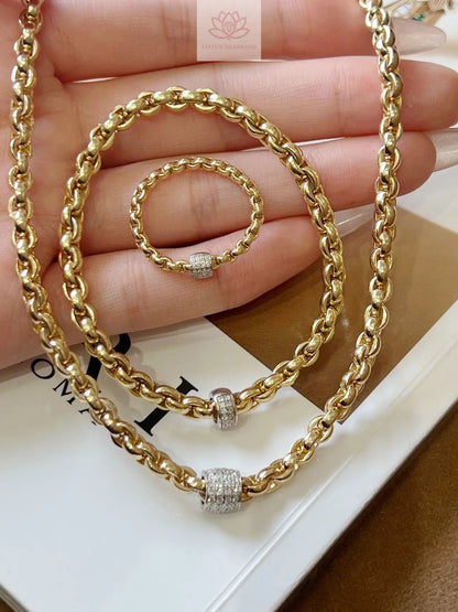 NS Street Style Gold Chain Diamond Stretch Ring/Bracelet/Necklace - Minimalist INS Trendy Fashion - Lotus Diamond
