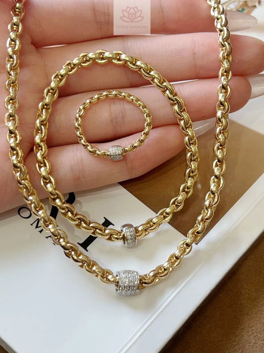 NS Street Style Gold Chain Diamond Stretch Ring/Bracelet/Necklace - Minimalist INS Trendy Fashion - Lotus Diamond