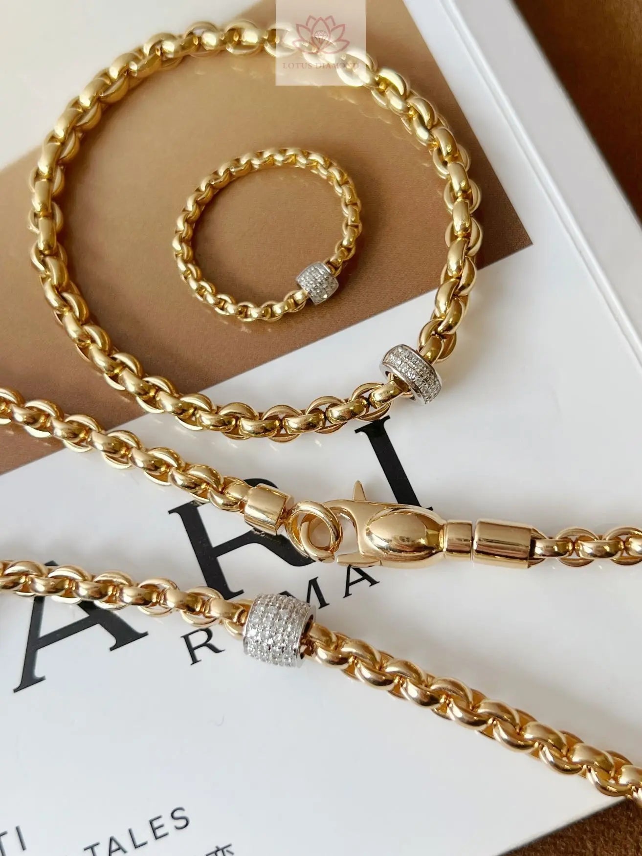 NS Street Style Gold Chain Diamond Stretch Ring/Bracelet/Necklace - Minimalist INS Trendy Fashion - Lotus Diamond