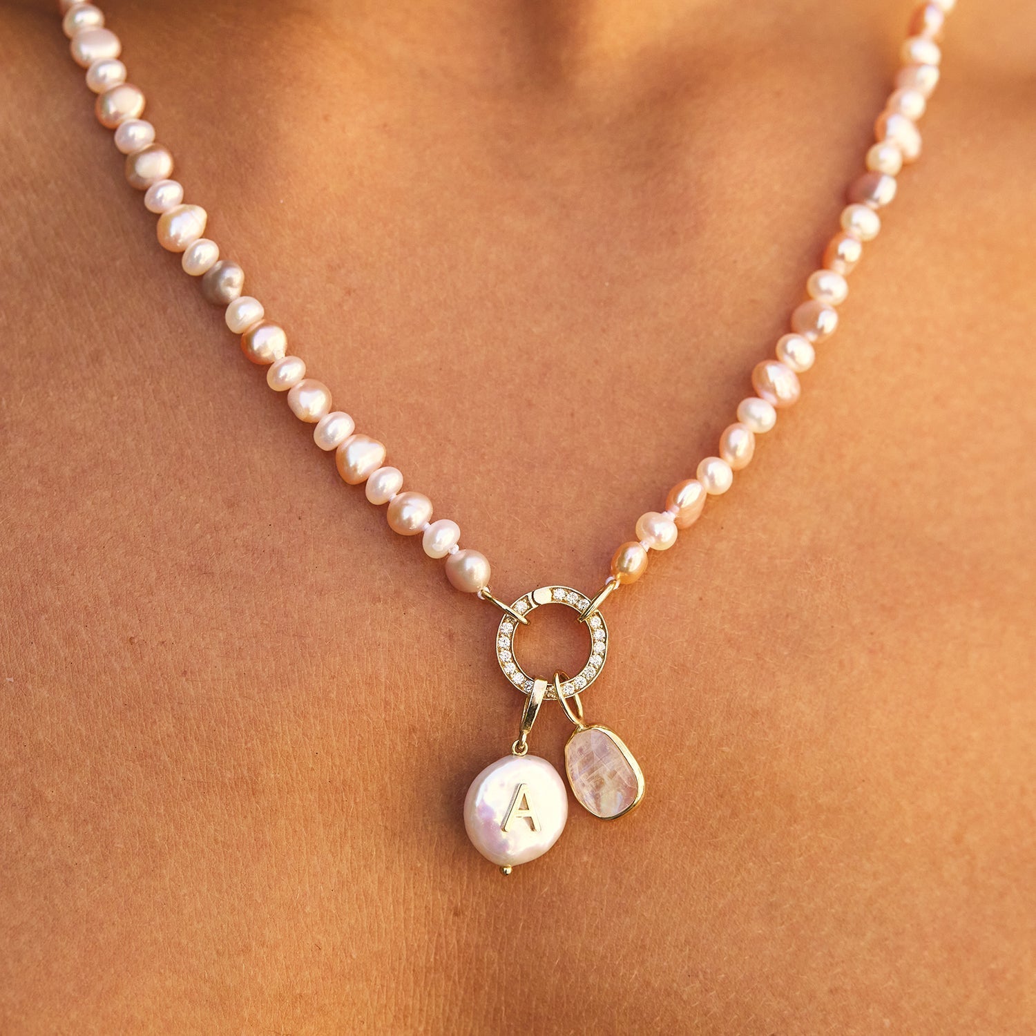 One of a Kind Moonstone Slice Charm - Lotus Diamond