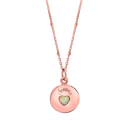 Opal Heart Name Medallion - Lotus Diamond