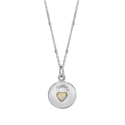 Opal Heart Name Medallion - Lotus Diamond