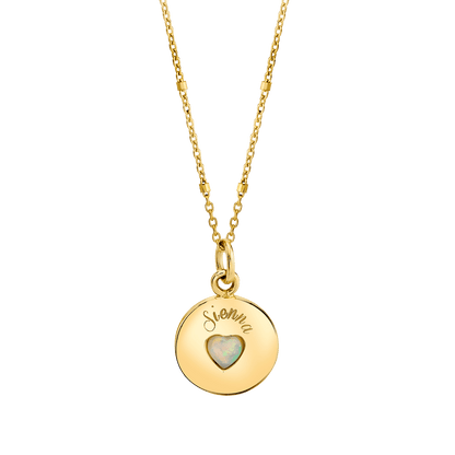 Opal Heart Name Medallion - Lotus Diamond