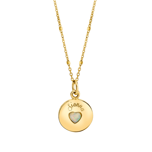 Opal Heart Name Medallion - Lotus Diamond