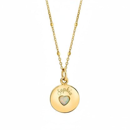 Opal Heart Name Medallion - Lotus Diamond