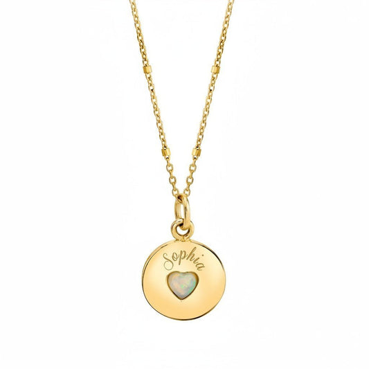 Opal Heart Name Medallion - Lotus Diamond